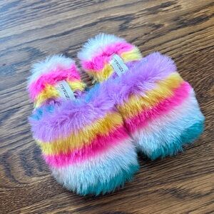 Crewcuts Multicolor Fuzzy Kids Slippers